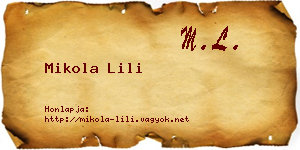 Mikola Lili névjegykártya